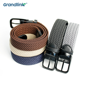 3.5cm 38mm Logo personnalisé hommes noir réglable tressé en cuir extensible bout élastique tissé <span class=keywords><strong>ceinture</strong></span> extensible - Product Image 1