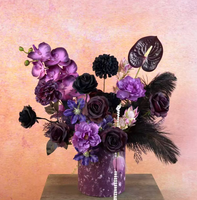 Arrangement floral artificiel violet foncé M796, style gothique, rose, orchidée, fleur de table pour fête, mariage, Halloween, décoration de la maison