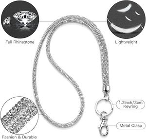 Cordon de téléphone en cristal scintillant, dragonne de poignet, lanière de cou pour bureau, porte-clés avec fermoir métallique pour femmes, cartes d'identité et clés - Product Image 5