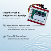 Interrupteur tactile à 3 boutons personnalisable étanche IP44 DC12V avec affichage anti-buée, horloge et température pour miroir intelligent