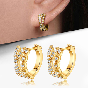 Pendientes de Aro CAOSHI de Lujo con Diseño Geométrico de Cruz, Chapados en Oro con Circonita Cúbica, para Mujer, Ideales para Fiestas y Bodas, Joyería de Moda - Product Image 1