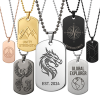 Pendentif Collier Personnalisé pour Homme en Métal Gravé 2D/3D avec Logo, Plaque d'Identification pour Chien en Émail Souple, Motto ou Lettre