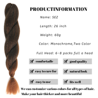 Vixen 26 inci kepang Afrika 60g, rambut sintetis keriting lurus, ekstensi air panas