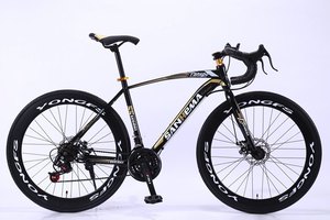 <span class=keywords><strong>Vélo</strong></span> de course sur <span class=keywords><strong>route</strong></span>, de ville et de montagne pour hommes et femmes, <span class=keywords><strong>cadre</strong></span> rigide en acier à haute teneur en <span class=keywords><strong>carbone</strong></span>, frein à disque double, 26 pouces, Cool Flying 60 Knife Bend - Product Image 6