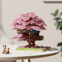 Bloques Educativos para Niños, Casa del Árbol Sakura, Bloques Pequeños, Modelo de Construcción Creativa para Ensamblar, Adorno de Escritorio