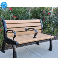 Banc de parc commercial extérieur rustique, siège moderne en bois composite plastique, banc public chinois pour l'école, mobilier de jardin