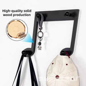 Wall Mounted Coat <b>Hooks</b> <b>Black</b> Musical Note Shape Durable Storage Rack For Hats Bags And Clothes - Product Image 2