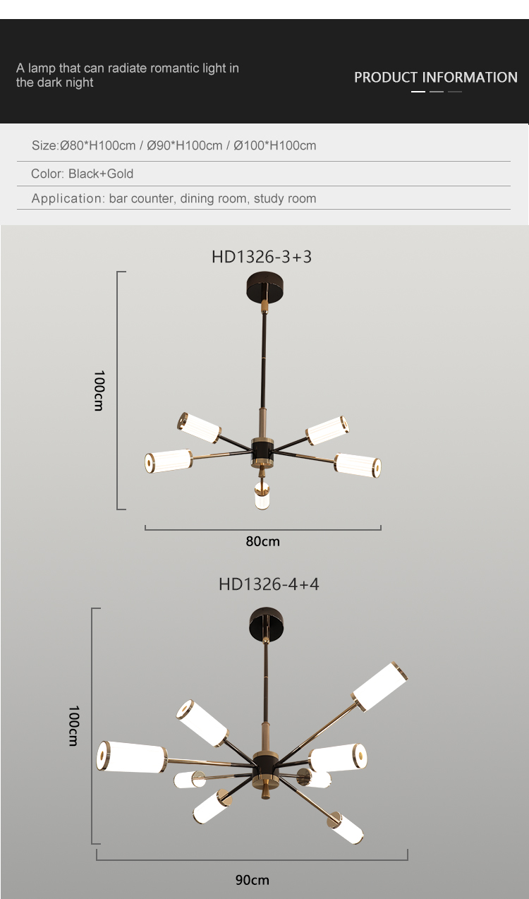 Modern Style Decoration Living Room 60W 80W 120W Modern Gold LED Chandelier Lamp