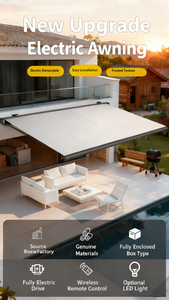 Auvents rétractables complets en acrylique et aluminium, extensibles, projection de 3 m, motorisés, télécommande, imperméables, anti-UV - Product Image 2
