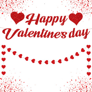 Día de San Valentín Tema Pull Flags Pull Banners Love Paper Strings Decoraciones para fiestas - Product Image 5