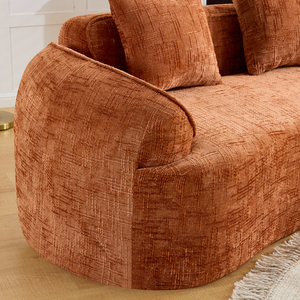 Premium Modern Eco-Friendly Three Seat Modular Chaise <b>Sofa</b> Semicircular Shape Padded Arms Wood <b>Legs</b> Loose Back Vacuum Compressed - Product Image 5