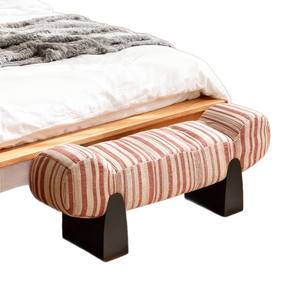 Banco a Rayas de Diseño con Estructura de Madera Maciza para Sala de Estar o Entrada - Product Image 5