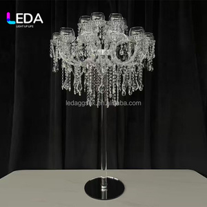 LEDA Chandelier en cristal transparent de haute qualité pour mariage et maison, centre de table, prismes suspendus, porte-bougie en cristal pour événements à domicile - Product Image 3