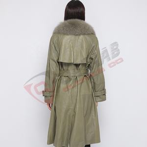 Nuevo algodón moda mujeres niñas Cuello de piel diseño cálido largo talla grande cinturón invierno cuero mujeres abrigos - Product Image 3