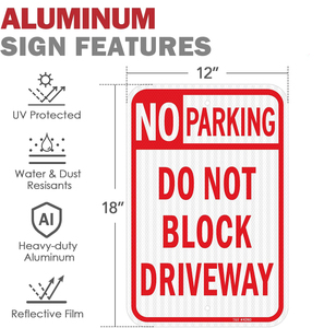 Cartello 'Divieto di Sosta' di Alta Qualità 18x12 Pollici, Segnale Stradale Flessibile, I Violatori Saranno Rimossi a Spese dei Proprietari, Riflettente - Product Image 3
