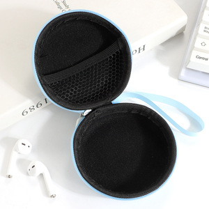 Étui pour écouteurs EVA avec fermeture éclair bleu clair 10x4 cm, sac de rangement numérique pour écouteurs et câbles Bluetooth - Product Image 1