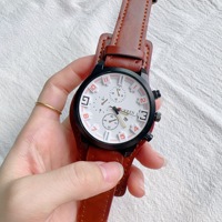 Reloj de Pulsera de Cuero con Esfera Grande Estilo Europeo Americano para Hombre, Versión Coreana de Moda, Estilo Estudiantil Personalizado, Especial para Tiktok, Fuerzas Especiales