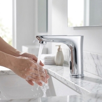 Robinet intelligent à économie d'énergie sans alimentation externe, robinet de salle de bain contemporain à un seul trou en cuivre avec capteur