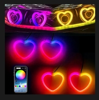 Nouvelles bagues LED RGB à effet de poursuite et de course, en forme de cœur, pour phares de voiture, 12V, ajustement universel