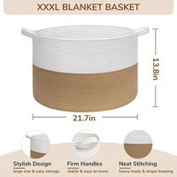 Panier à linge pliable en corde de coton tressée avec poignées robustes pour le rangement dans la chambre d'enfant, le salon, la chambre à coucher et la salle de bain