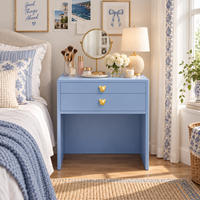 Petit meuble de toilette moderne avec 2 tiroirs, coiffeuse compacte en acier, table de rangement pour chambre à coucher, petit salon ou école