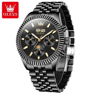 OLEVS-Montre Mécanique à Cadran Rond en Acier Inoxydable pour Homme, Phase de <span class=keywords><strong>Lune</strong></span>, Mois, <span class=keywords><strong>Calendrier</strong></span>, Mode 6688 - Product Image 4