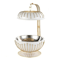 Plat à chafing sphérique 8L en acier inoxydable, coloris Or, Blanc, Noir, chauffe-plat de luxe pour buffet avec support suspendu, idéal pour mariages, hôtels et traiteurs