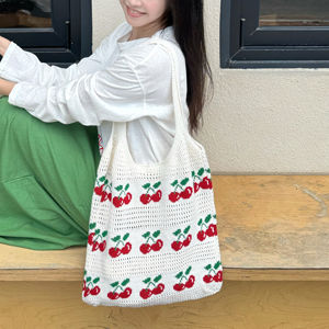 Sac fourre-tout <span class=keywords><strong>en</strong></span> laine tricotée au crochet portable grande capacité pour femmes, design personnalisé, mode hiver <span class=keywords><strong>automne</strong></span> printemps - Product Image 1