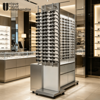 Étagère de présentation personnalisée pour magasin d'optique, présentoir sur pied en métal et bois pour lunettes de soleil, support de présentation pour lunettes de soleil