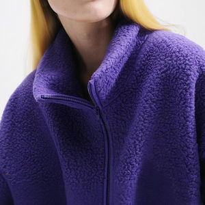 Sweatshirts chauds d'hiver à fermeture éclair et quart de logo personnalisé pour femmes 95% coton 5% Spandex <span class=keywords><strong>pull</strong></span> lourd sweat Sherpa flou - Product Image 5