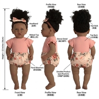 Poupée Bébé Reborn Réaliste Noire de 55,88 cm (22 po) avec Corps Entier en Vinyle, Corps en Tissu Léger et Pondéré, Tenue Florale Rose, Jouet de Collection pour Fille