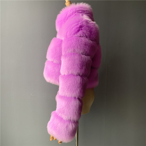 Giacca in Pelliccia di Volpe Nera Super Popolare per Donna, Personalizzabile con Collo Alto, Cappotto Corto a Pannelli, Finta Pelliccia di Volpe per l'Inverno - Product Image 5