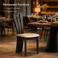Chaise de salle à manger sculpturale à dossier fendu avec assise rembourrée, structure en bois robuste pour la maison et les restaurants, plusieurs couleurs disponibles