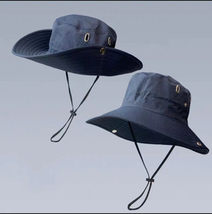 Gorra de pescador ajustable para exteriores, sombreros de Pesca para el sol, sombrero de ala ancha, protección Uv de verano, sombrero de cubo de nailon impermeable en blanco con cuerda - Product Image 2