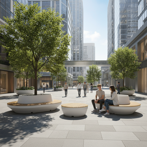 Modern Outdoor GRC Tree <b>Bench</b> Anti-Corrosion Planter <b>Seat</b> for Park & Mall Plaza Public <b>Benches</b> - Product Image 3