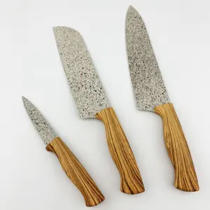 קלאסי גרניט סכין סט מטבח סכין שף Santoku קילוף פירות שאינו מקל ציפוי העברת מים הדפסת לבית פיקניק