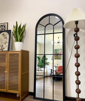 American Industrial Arched Window Pane Retro Church Window Decoration Mirror Iron Art Wall Mounted Mirror