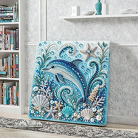 Kit de Peinture Diamant 5D DIY sur le thème des Animaux Marins, Cadre Carré Écologique, Décoration Personnalisée pour la Maison, Cadeau