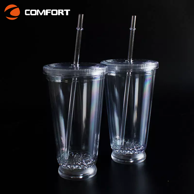 Hot Sale Led Flashing Party Light Glowing Plastic Cups with Lids and Straws