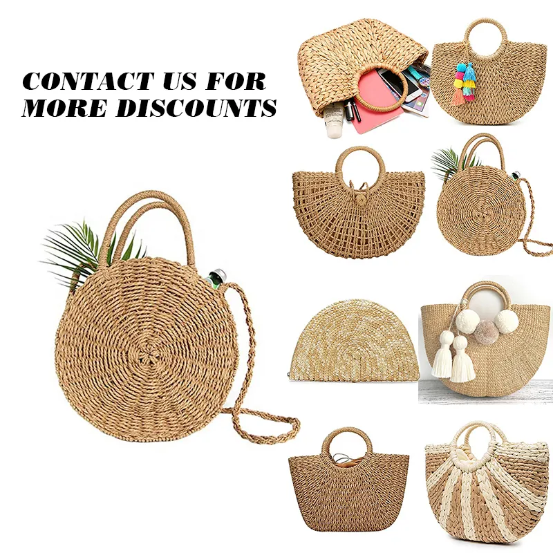 Sommer Strand Stickerei marok kanis chen Stroh Einkaufstasche Strohs ack Stroh Strand tasche für Frauen