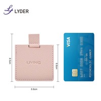 Miroir de poche compact en acier inoxydable avec logo personnalisé Lyder, petit miroir de maquillage portable en cuir PU