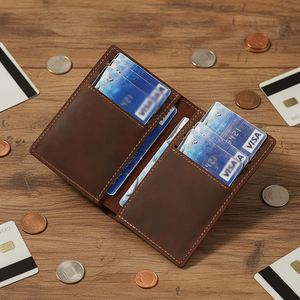 Vintage Genuine Leather Slim <b>Wallet</b> Business <b>Card</b> <b>Holder</b> <b>for</b> Men's Credit ID & Bank <b>Cards</b> - Product Image 1