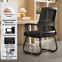 Chaise de bureau ergonomique en maille avec cadre en plastique, base cantilever, siège rembourré, accoudoirs fixes pour la maison, le bureau, l'école et l'atelier