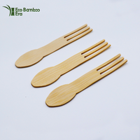 Fourchettes en bois rondes à trois dents, longueur 115 mm, jetables, en bambou, pour salade de fruits, gâteau, pain