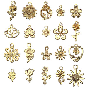 Breloques en forme de fleur, pendentif en alliage de Zinc, ton doré, pour la fabrication de bijoux, accessoires unisexes - Product Image 5