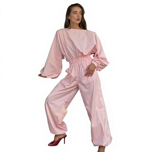 Mono rosa para mujer, sin mangas, espalda descubierta, cintura alta, pierna ancha, largo completo, de secado rápido, 100% algodón, informal, para primavera y verano - Product Image 4