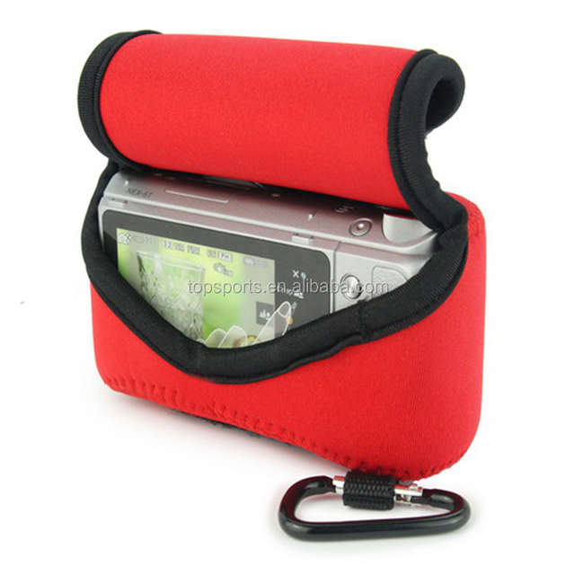 Customized Portable Neoprene Camera Bag with Carabiner Waterproof Hand Case for Digital Gear