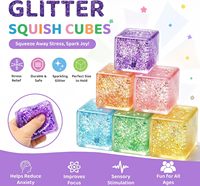 Cube anti-stress Premium Squishy à remontée lente, Cube Fidget sensoriel doux haute densité, Balle à presser effet glace, Jouet Fidget