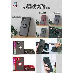 Custodia per telefono DAM in TPU opaco con anello di supporto per iPhone 16E, protezione anti-shock - Product Image 1