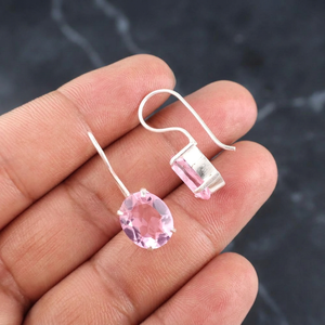 Magnifiques boucles d'oreilles en pierre de morganite rose, création de designer, en argent sterling 925, bijoux pour femmes et filles - Product Image 6
